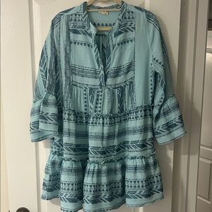 Elan Aqua Tribal Print Tunic